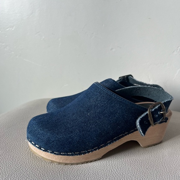 Cape Clogs Made in Sweden Denim and Wood Clogs Girls Size 30 - Picture 5 of 10